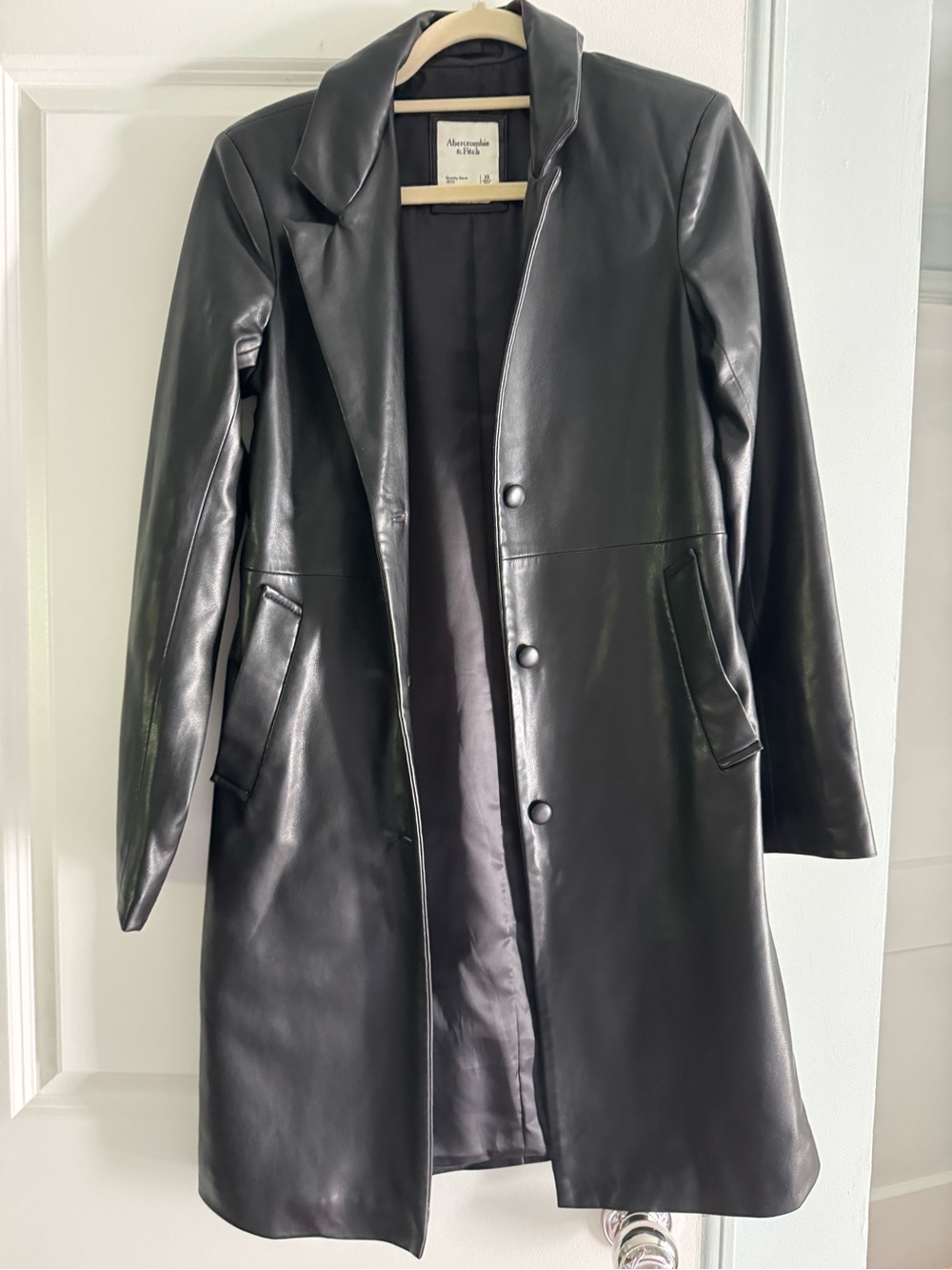 Abercrombie & Fitch Black vegan Leather Longline Coat